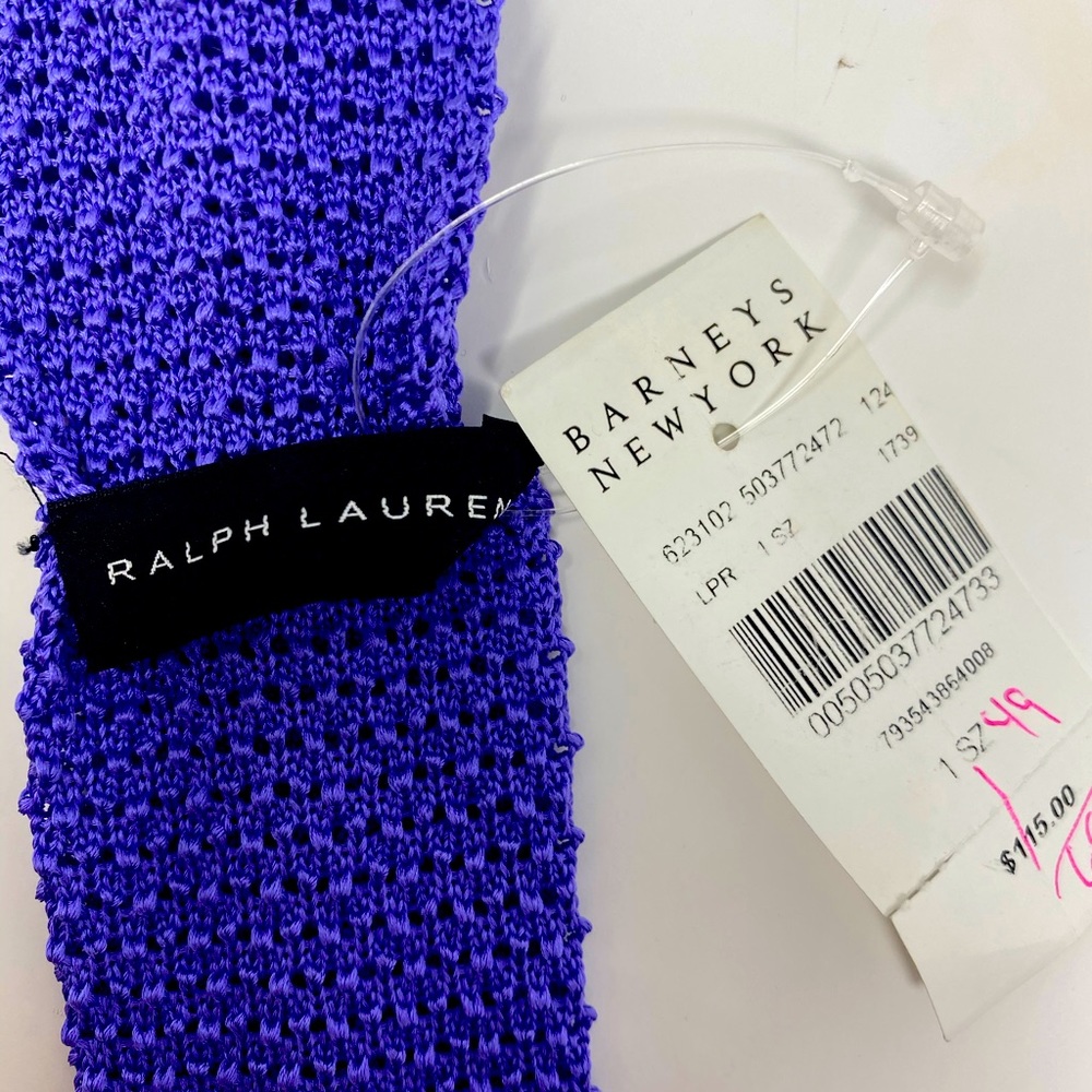 NWT Ralph Lauren Silk Hand Made Tie Purple Knit